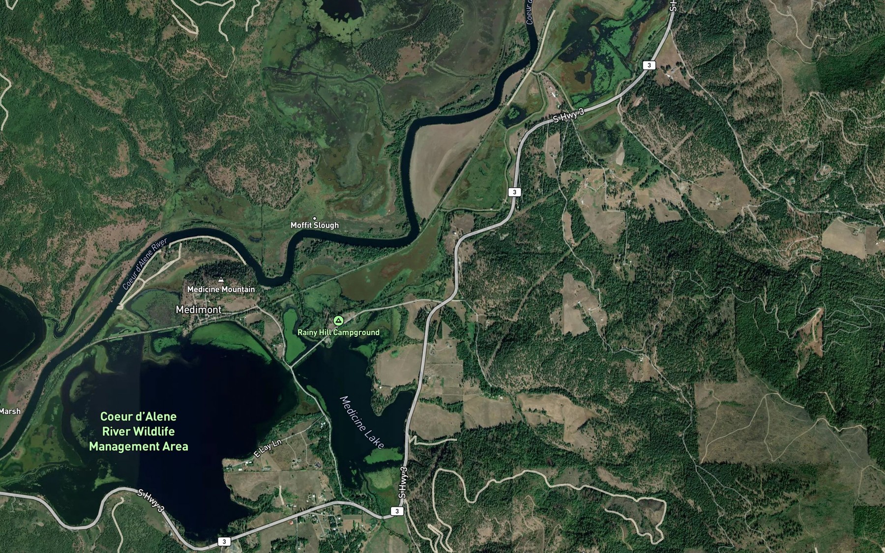 Satellite map of the Clark Creek