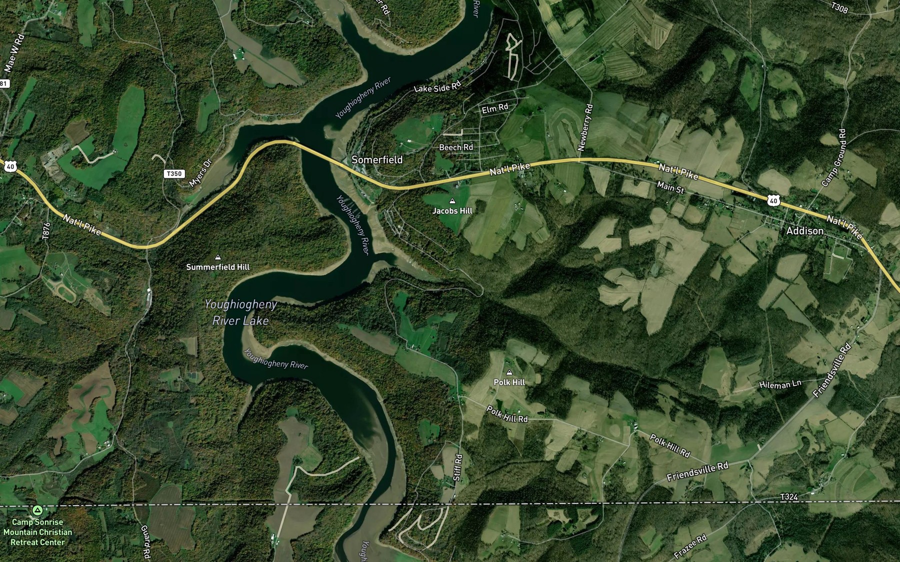 Satellite map of the Braddocks Run