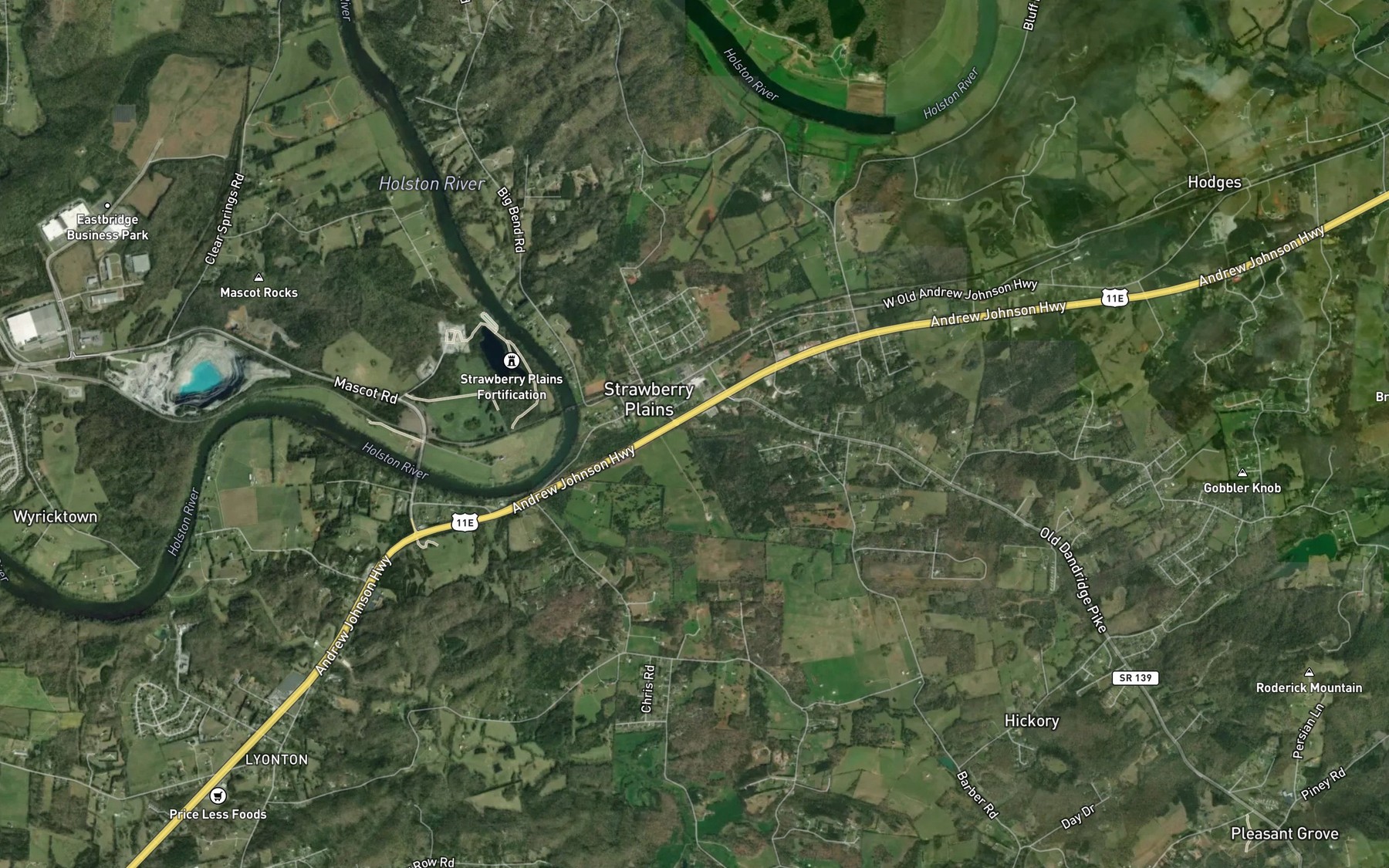 Satellite map of the Cress Pond