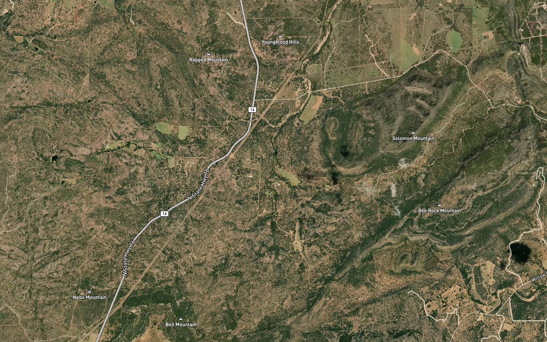 Satellite map of the Garrett Branch