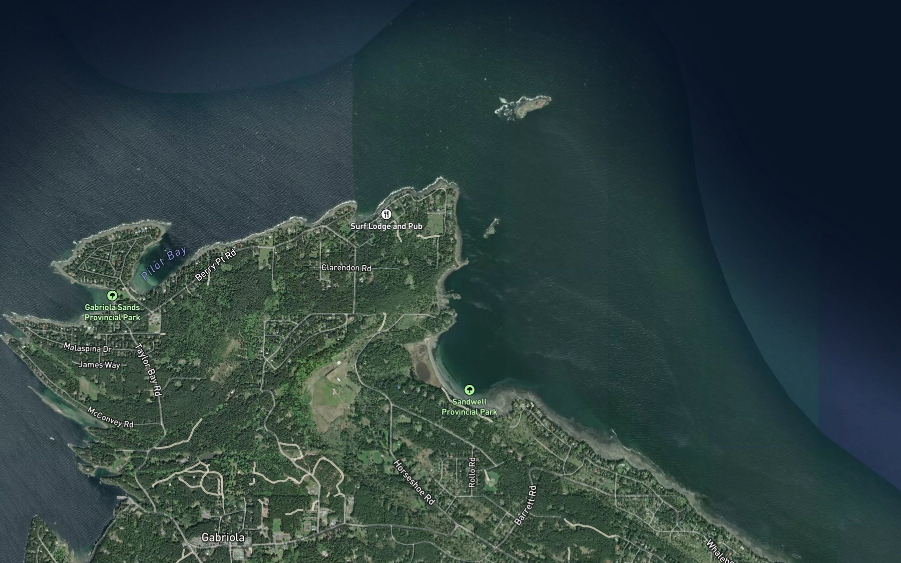 Satellite map of the Leboeuf Bay