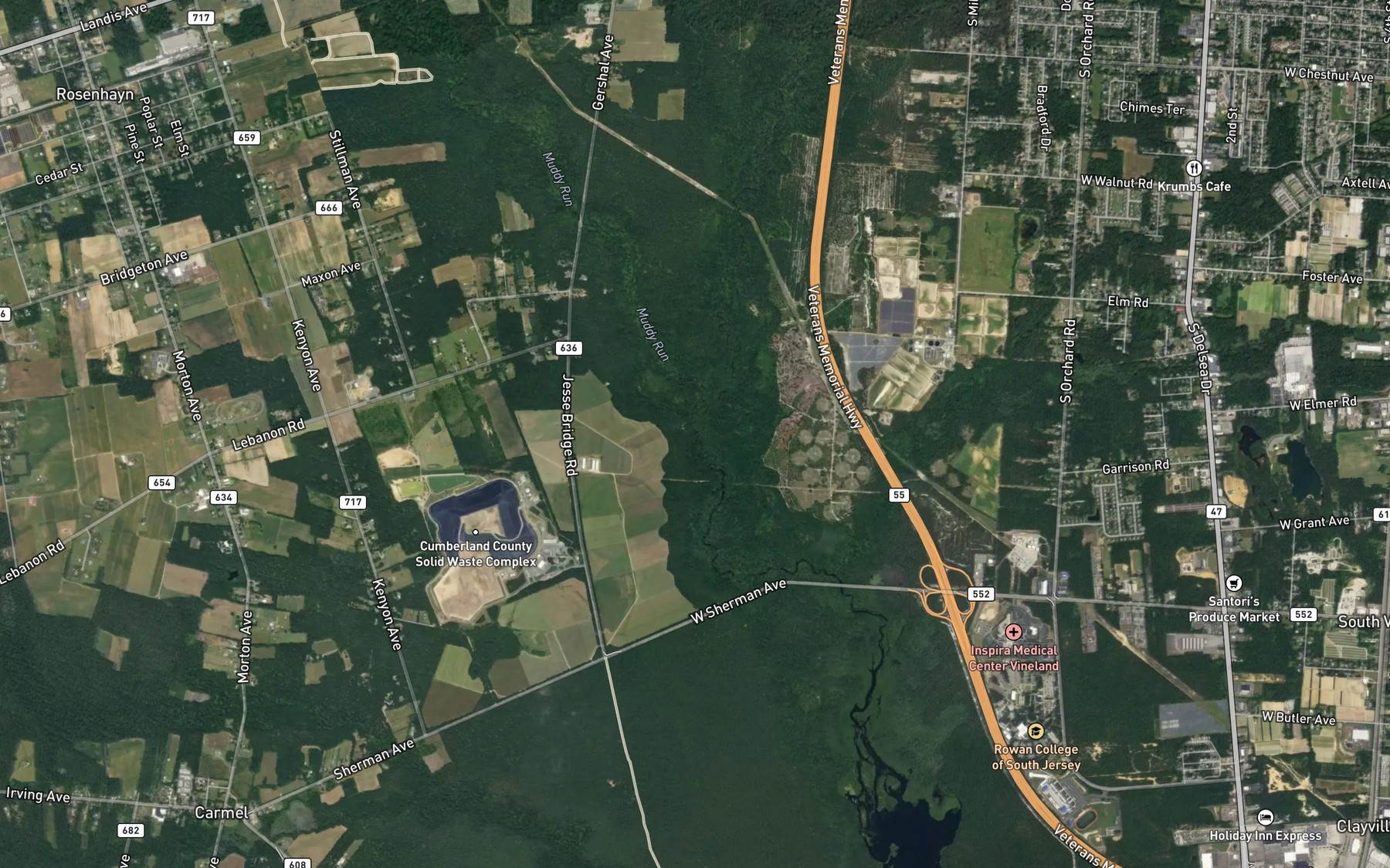 Satellite map of the Muddy Run
