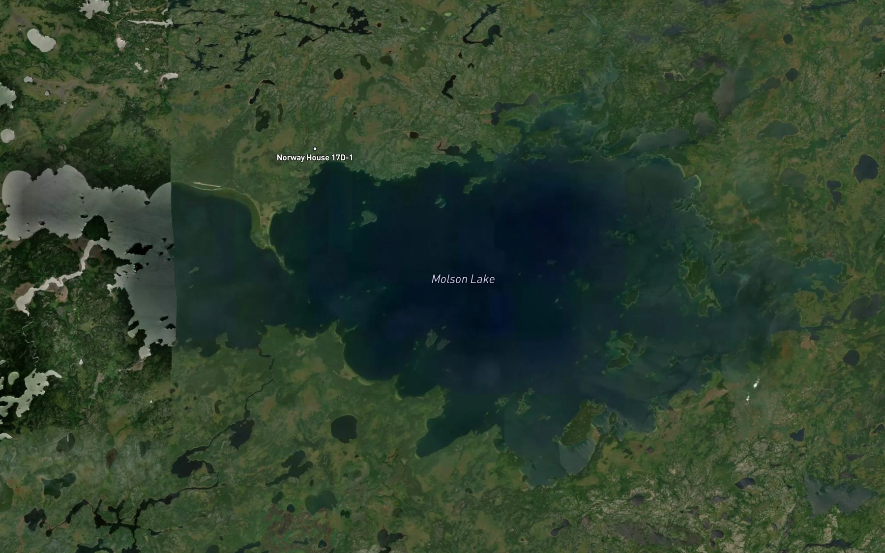 Satellite map of the Molson Lake