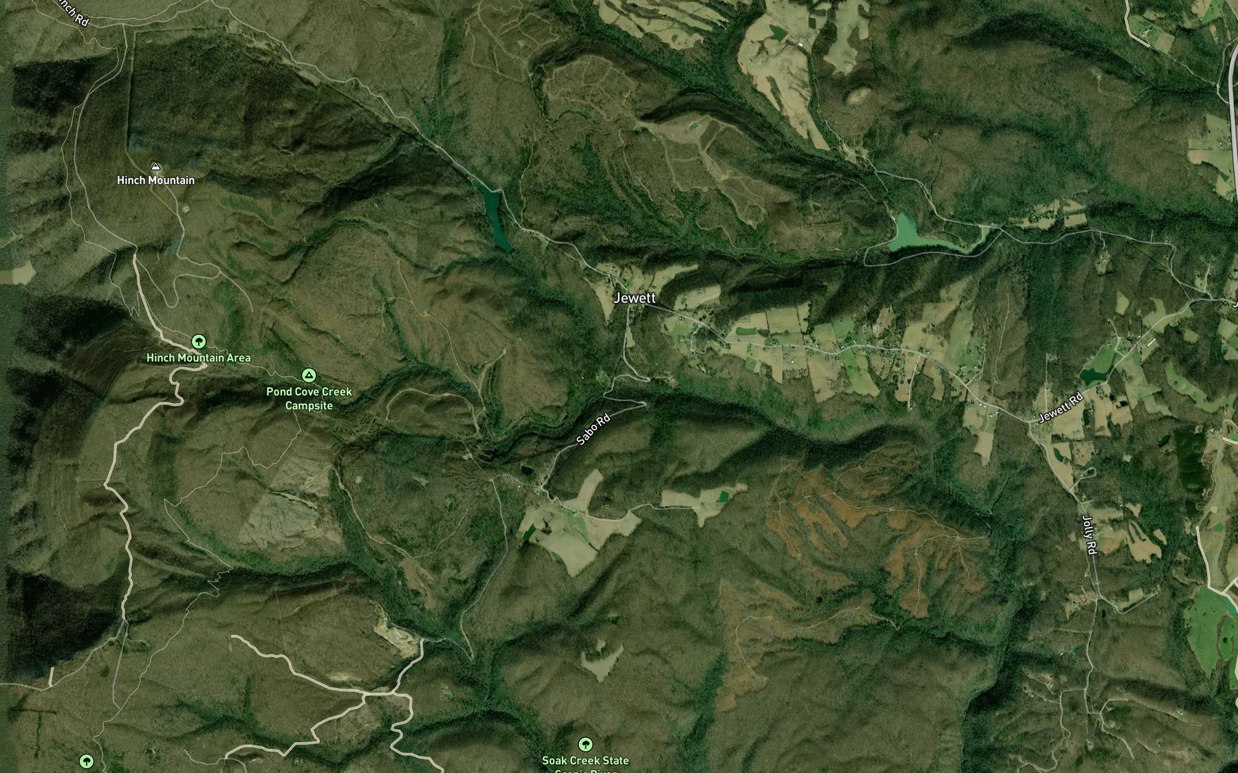 Satellite map of the Pond Cove Creek