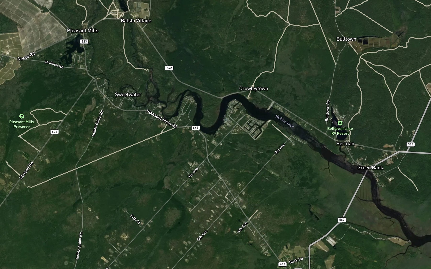 Satellite map of the Lucas Branch