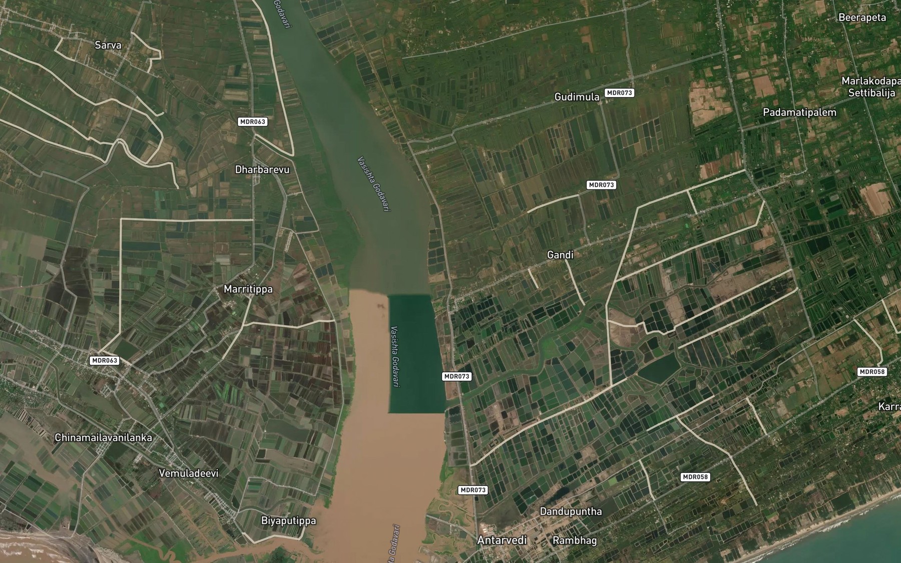 Satellite map of the Sakhinetipalle Channel