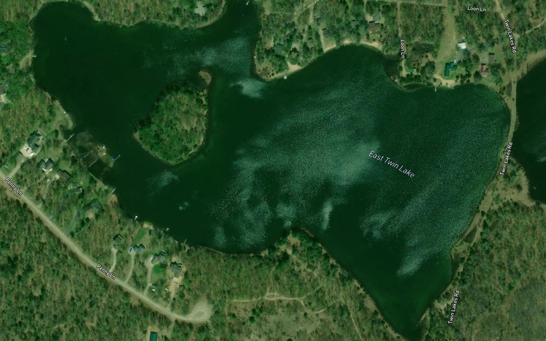 Satellite map of the East Twin Lake