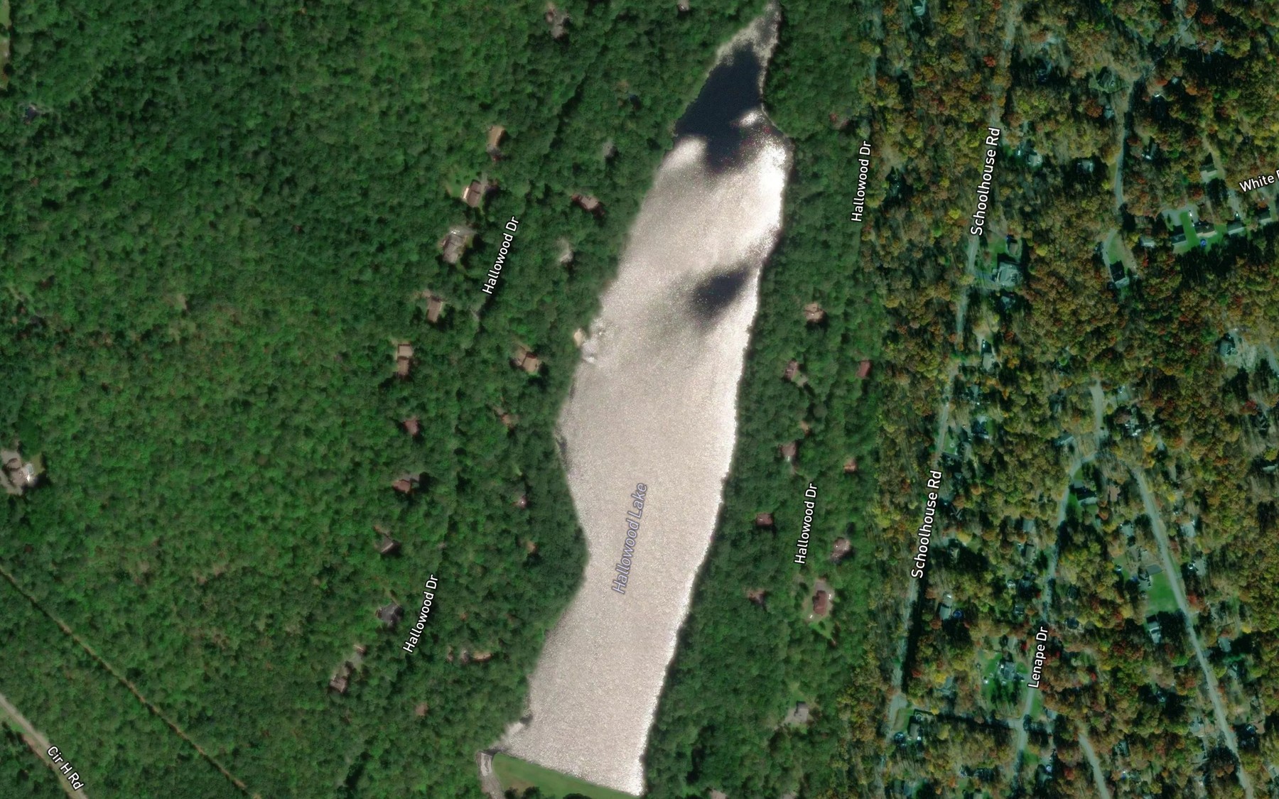 Satellite map of the Hallowood Lake