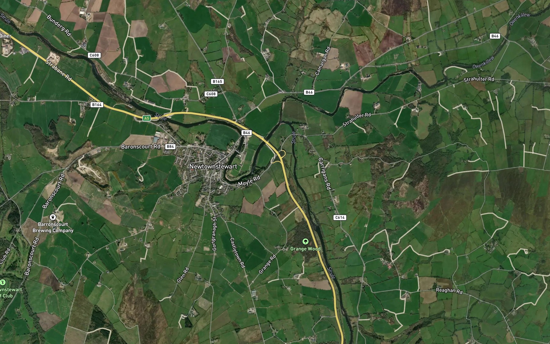 Satellite map of the Strule River