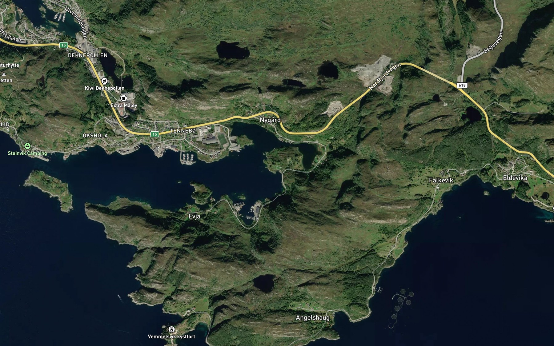 Satellite map of the Gronnevika