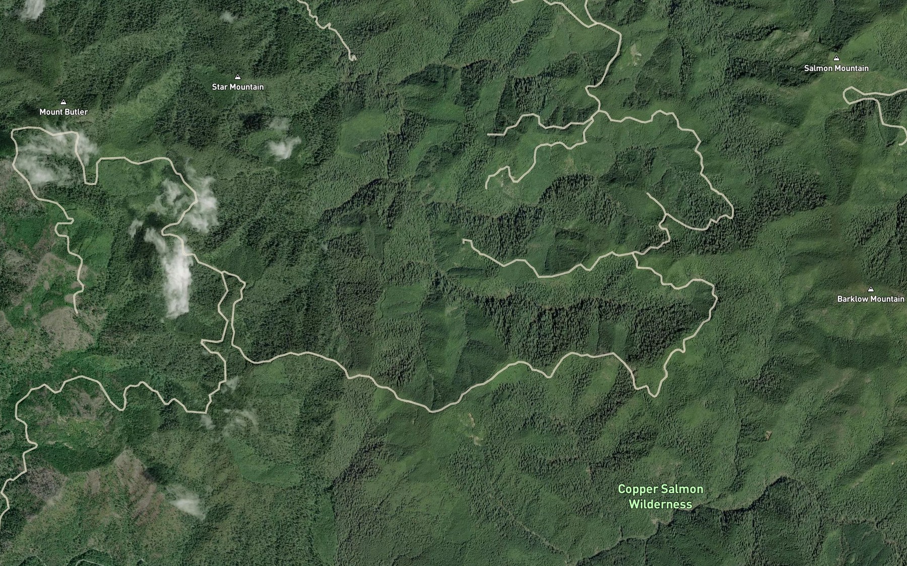 Satellite map of the Dixie Creek