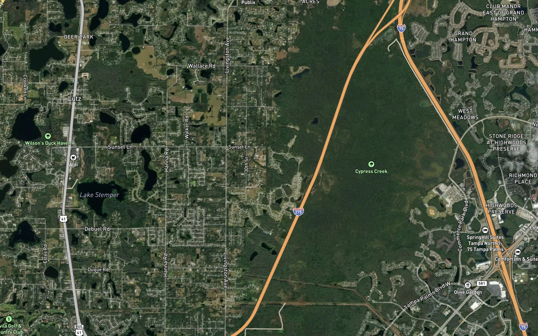 Satellite map of the Sherrys Brook