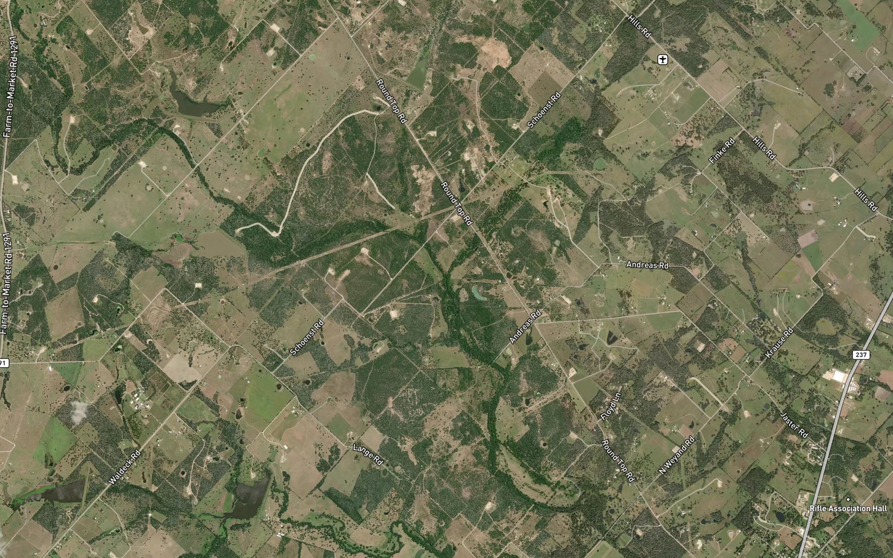 Satellite map of the Cedar Creek