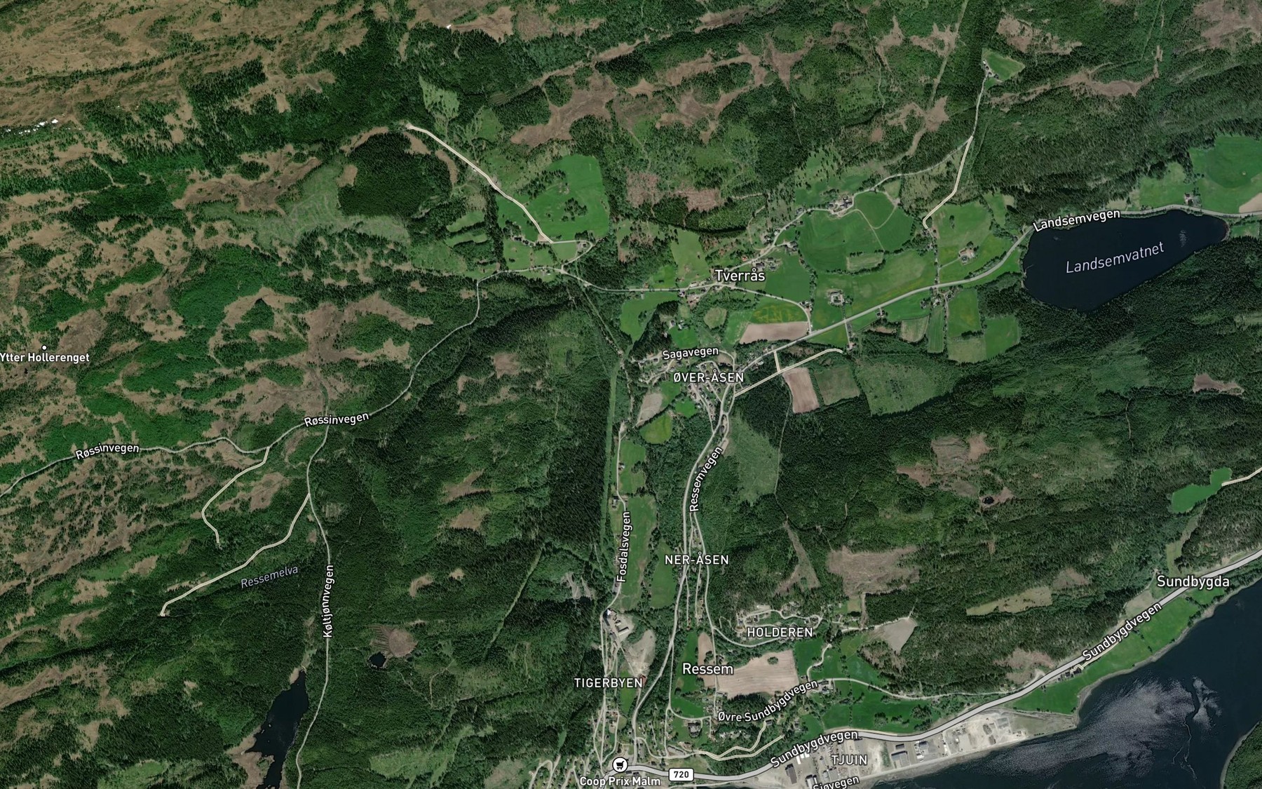 Satellite map of the Sagfossen