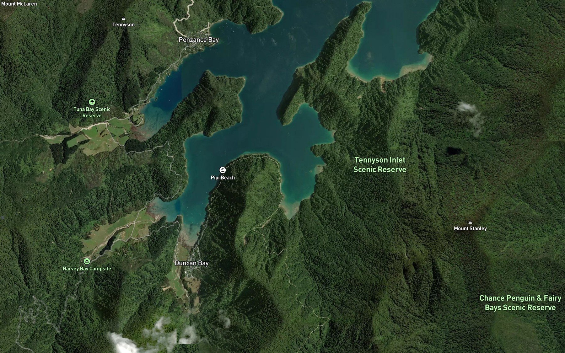 Satellite map of the Ngawhakawhiti Bay