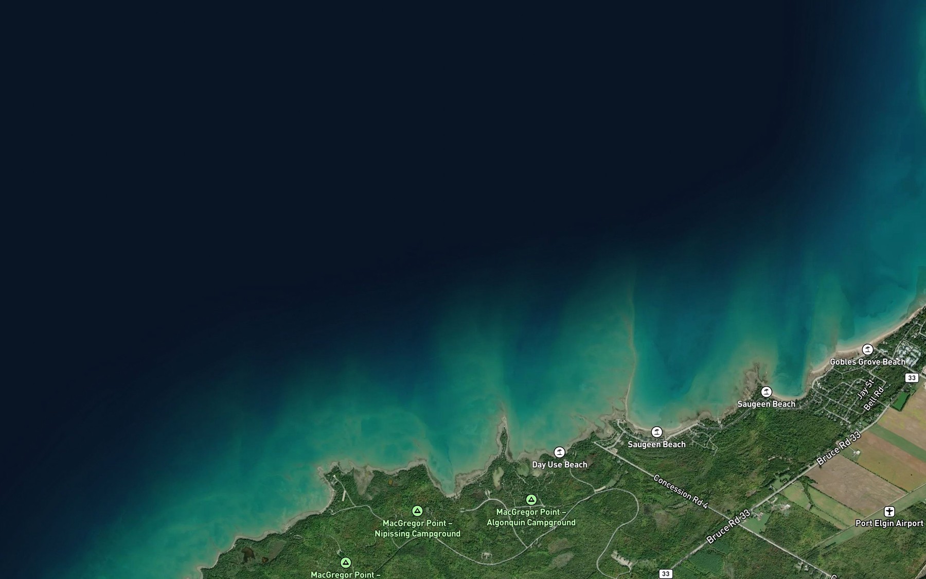Satellite map of the Belcher Reef