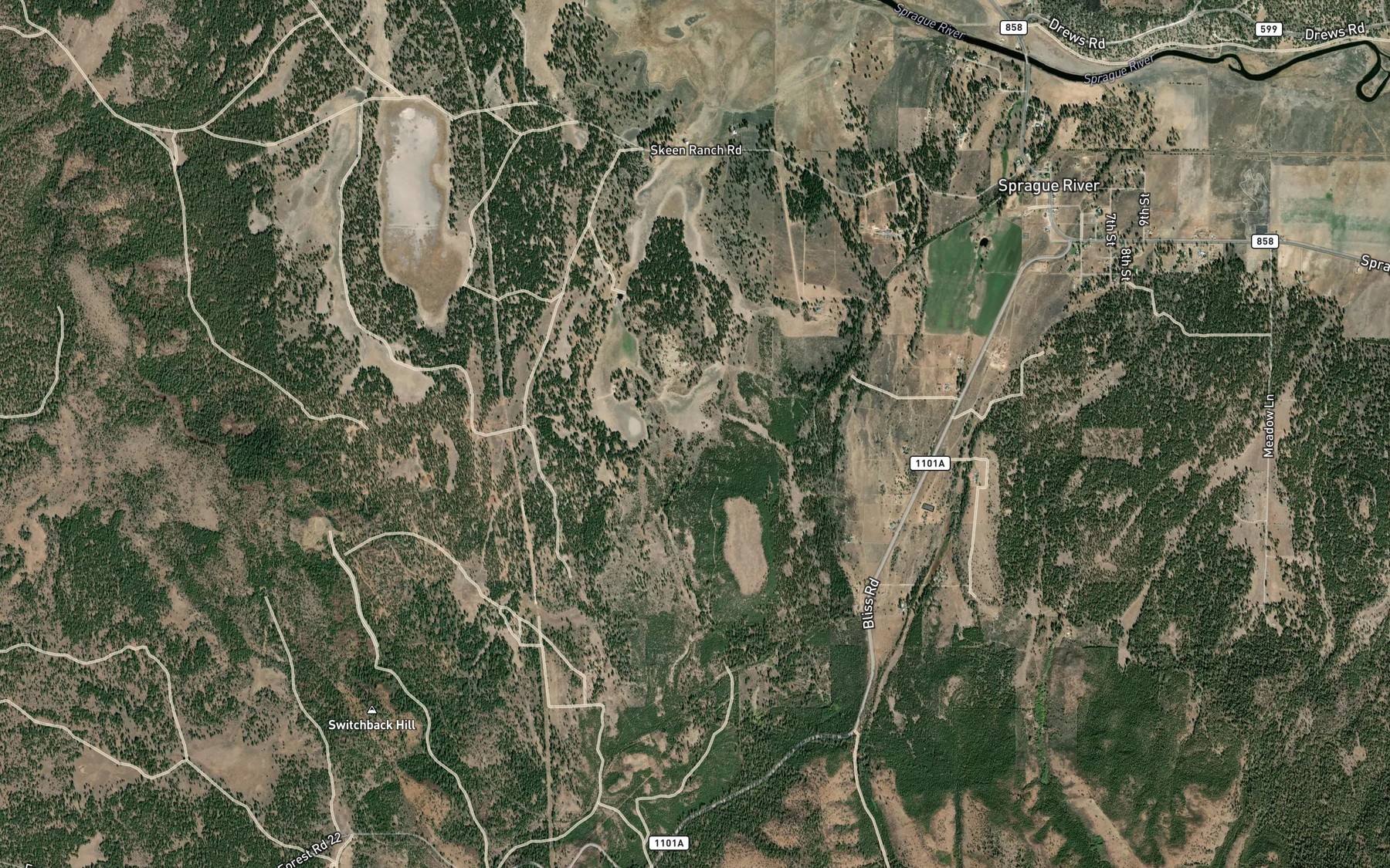 Satellite map of the Cherry Creek