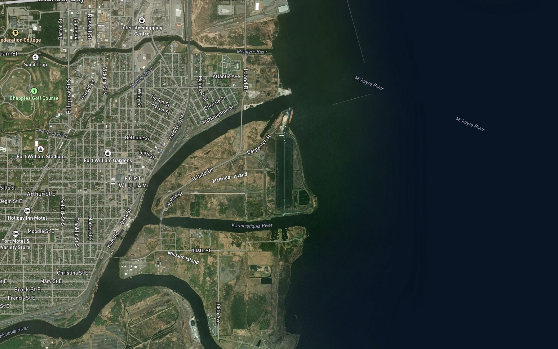 Satellite map of the McKellar River