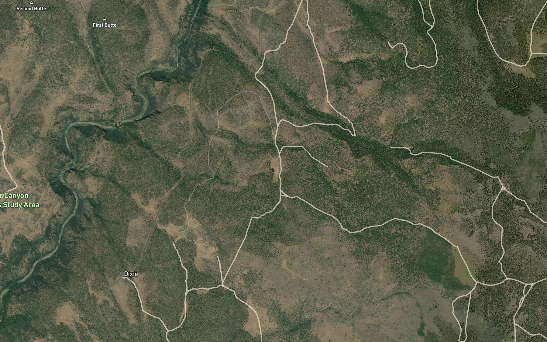 Satellite map of the Loomis Reservoir