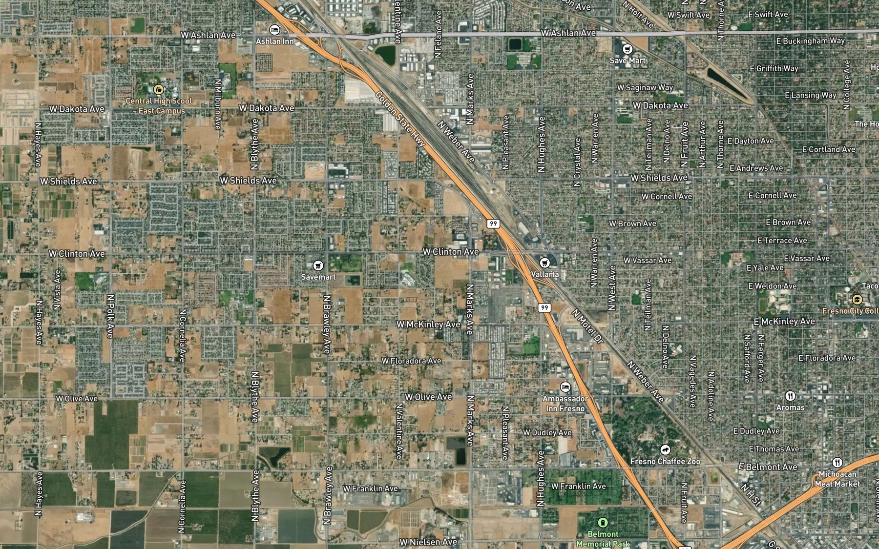 Satellite map of the East Branch Victoria Canal