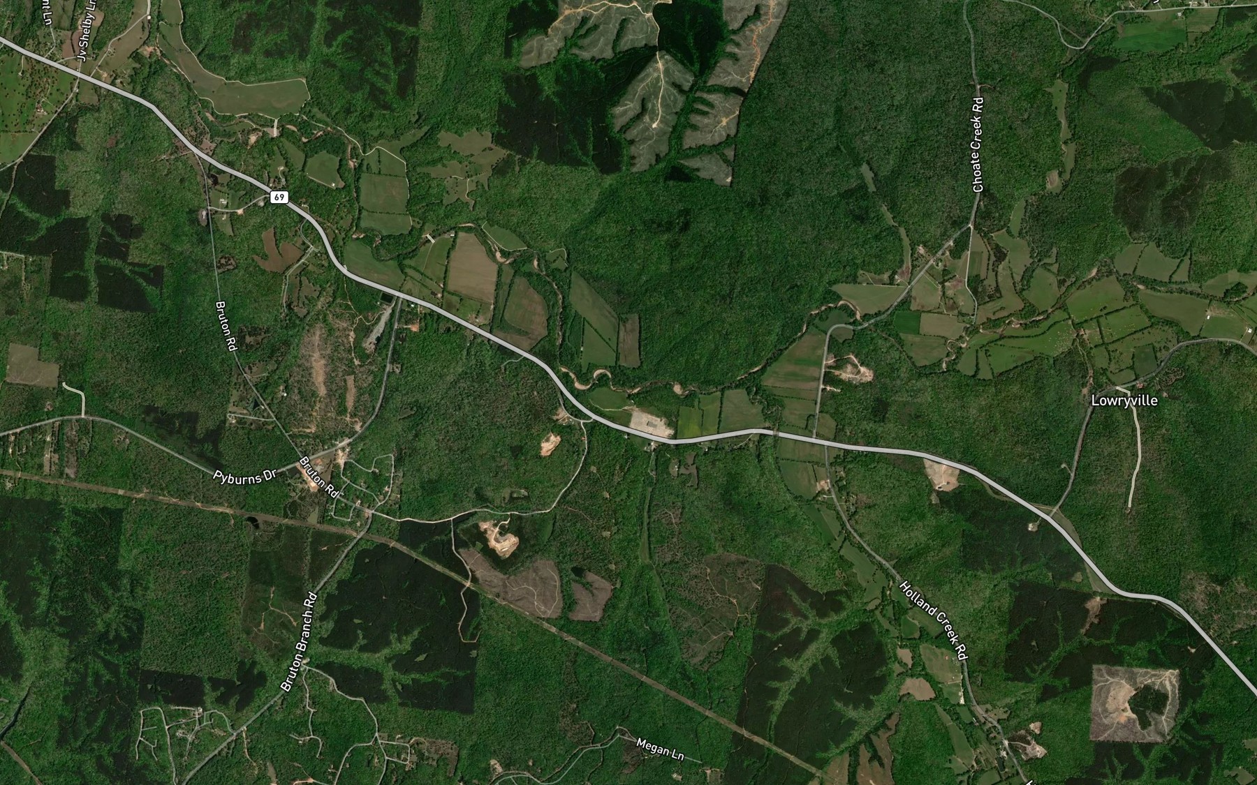 Satellite map of the Hollow Field Branch