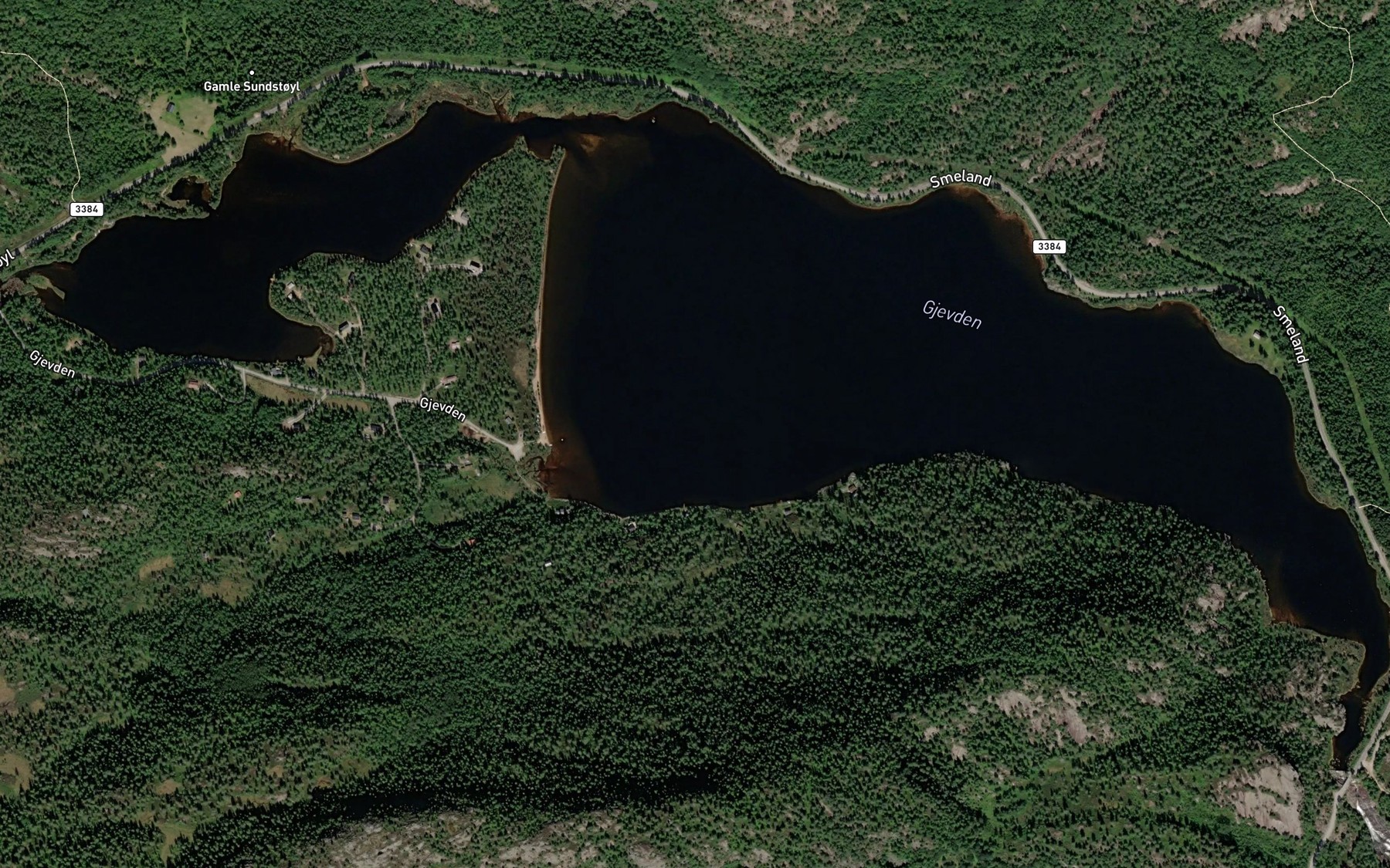 Satellite map of the Gjevden