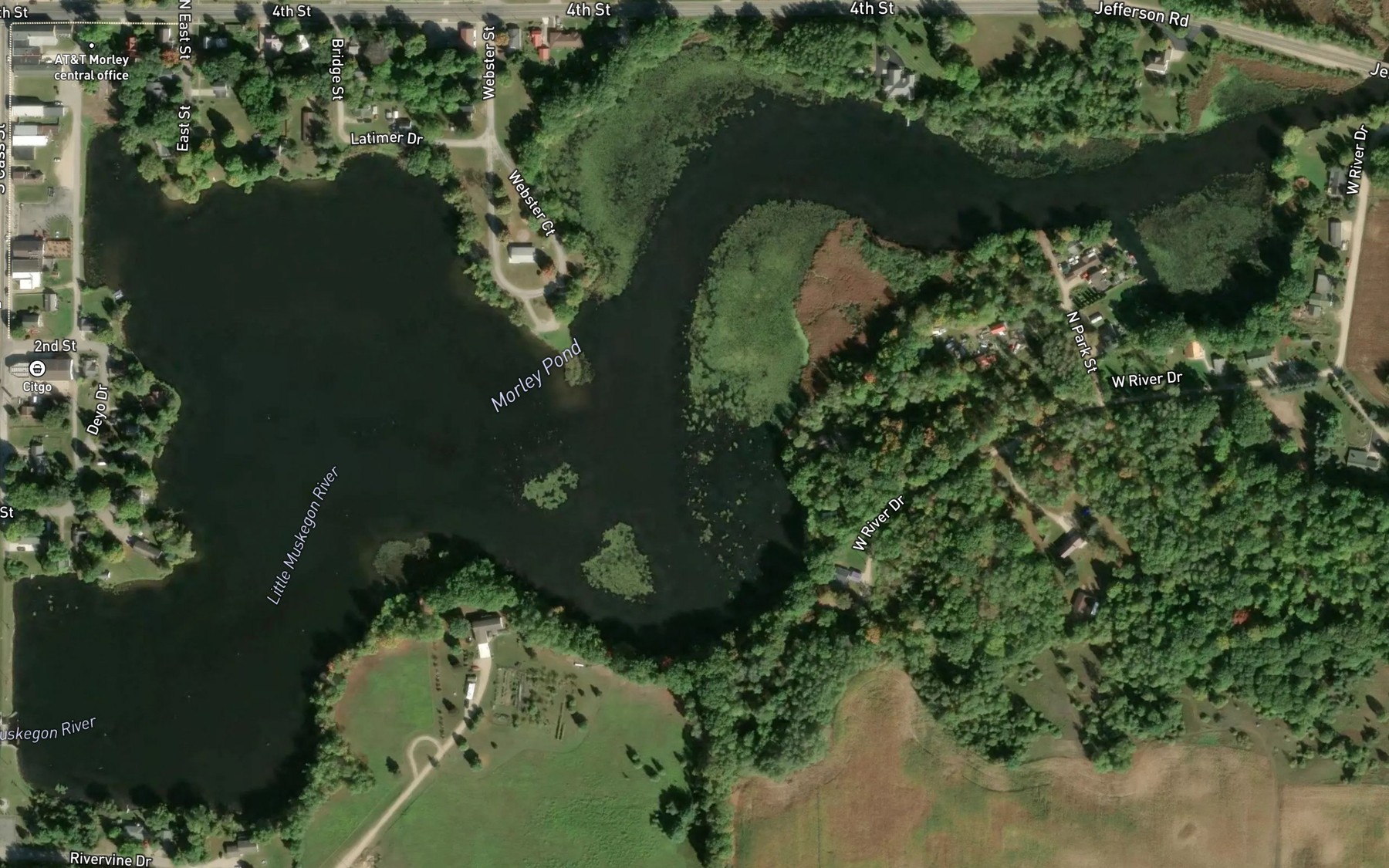 Satellite map of the Morley Pond
