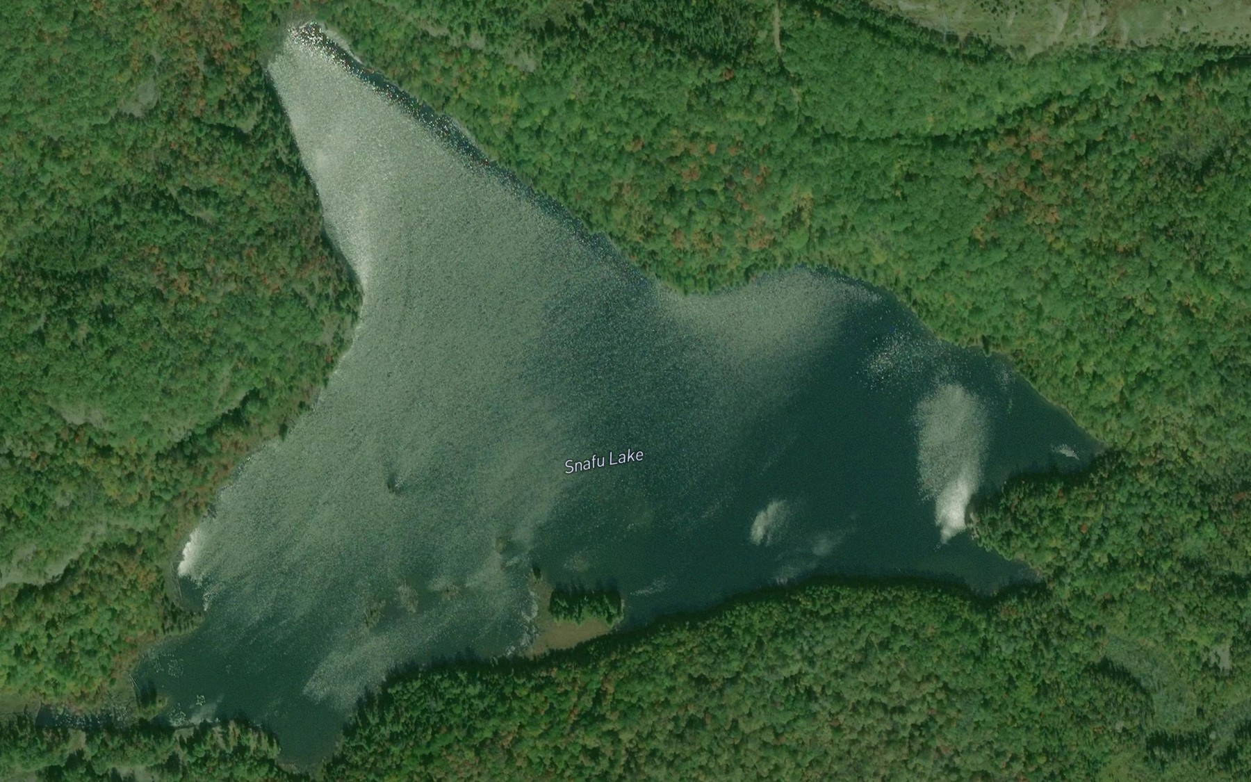 Satellite map of the Snafu Lake