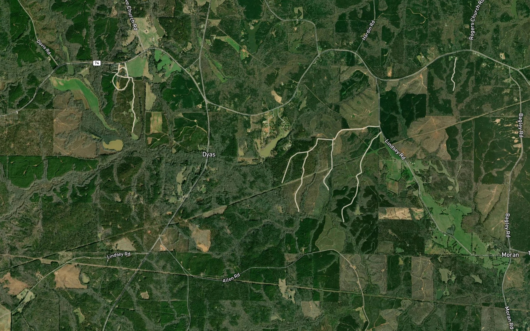 Satellite map of the Clifton Creek