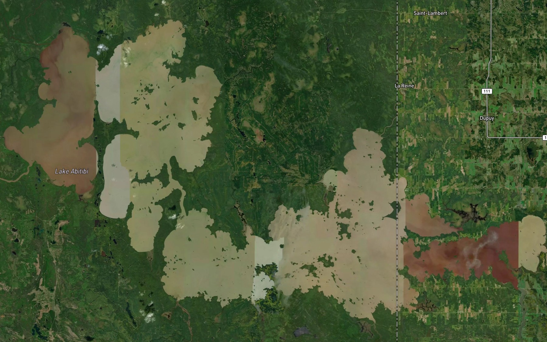Satellite map of the Lac Abitibi