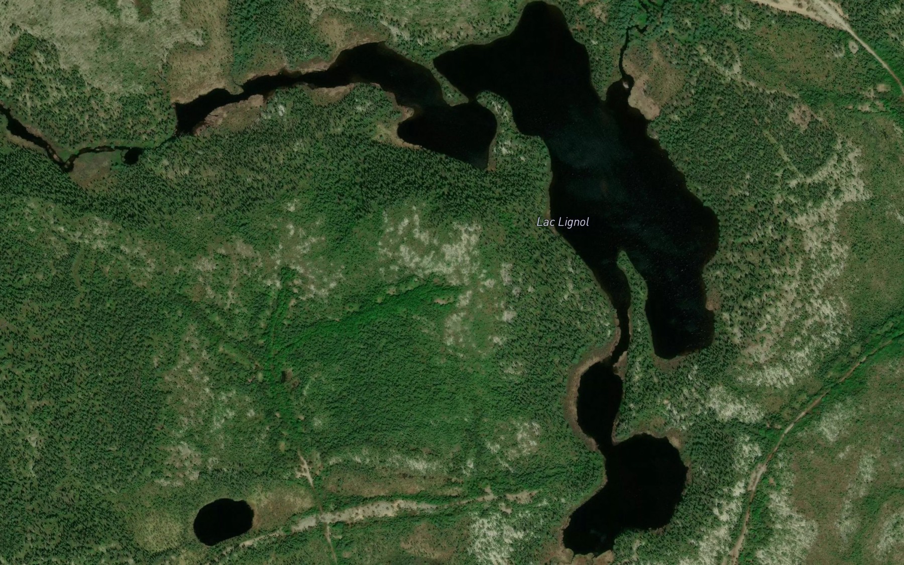 Satellite map of the Lac Lignol