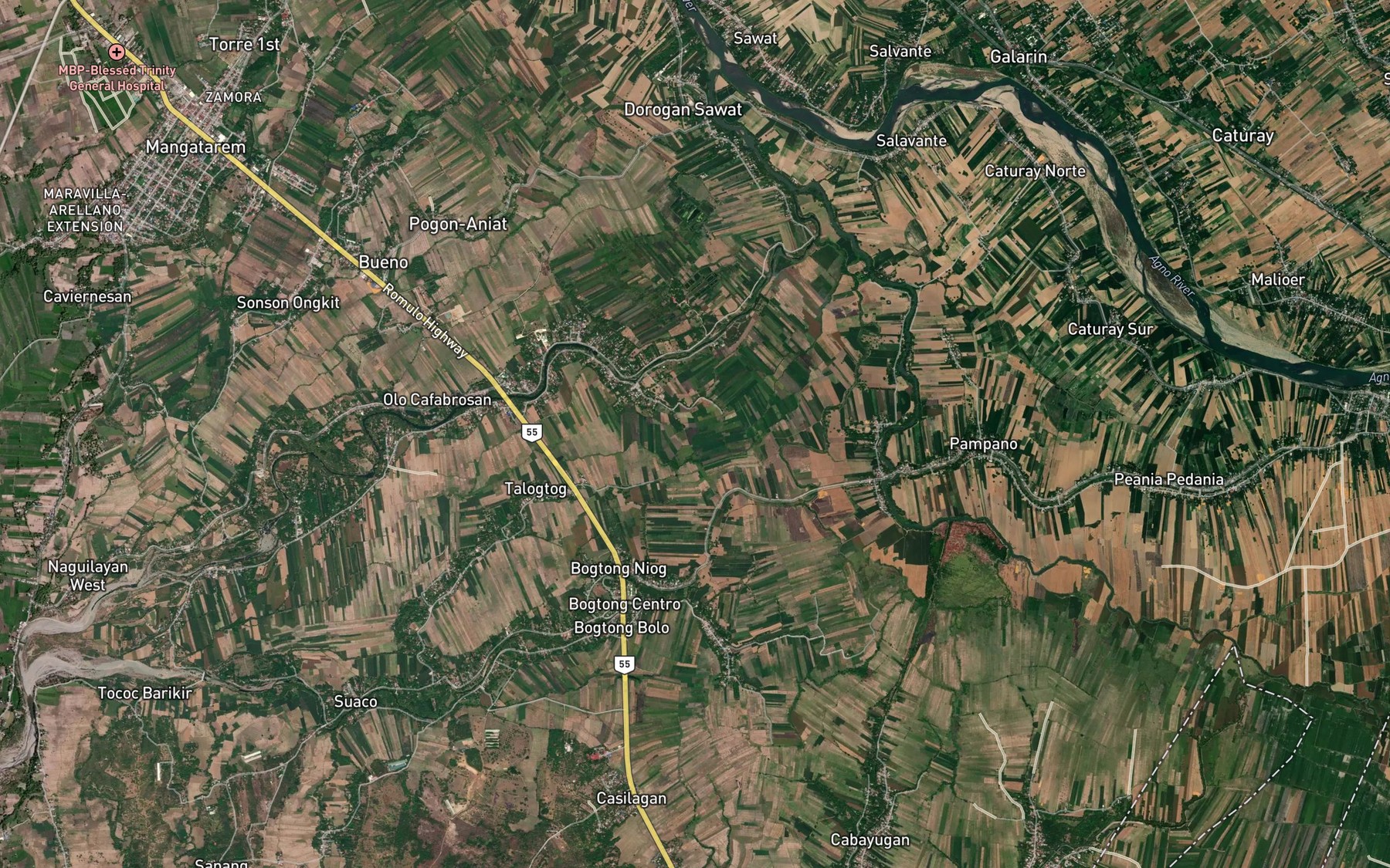 Satellite map of the Cabalaan River