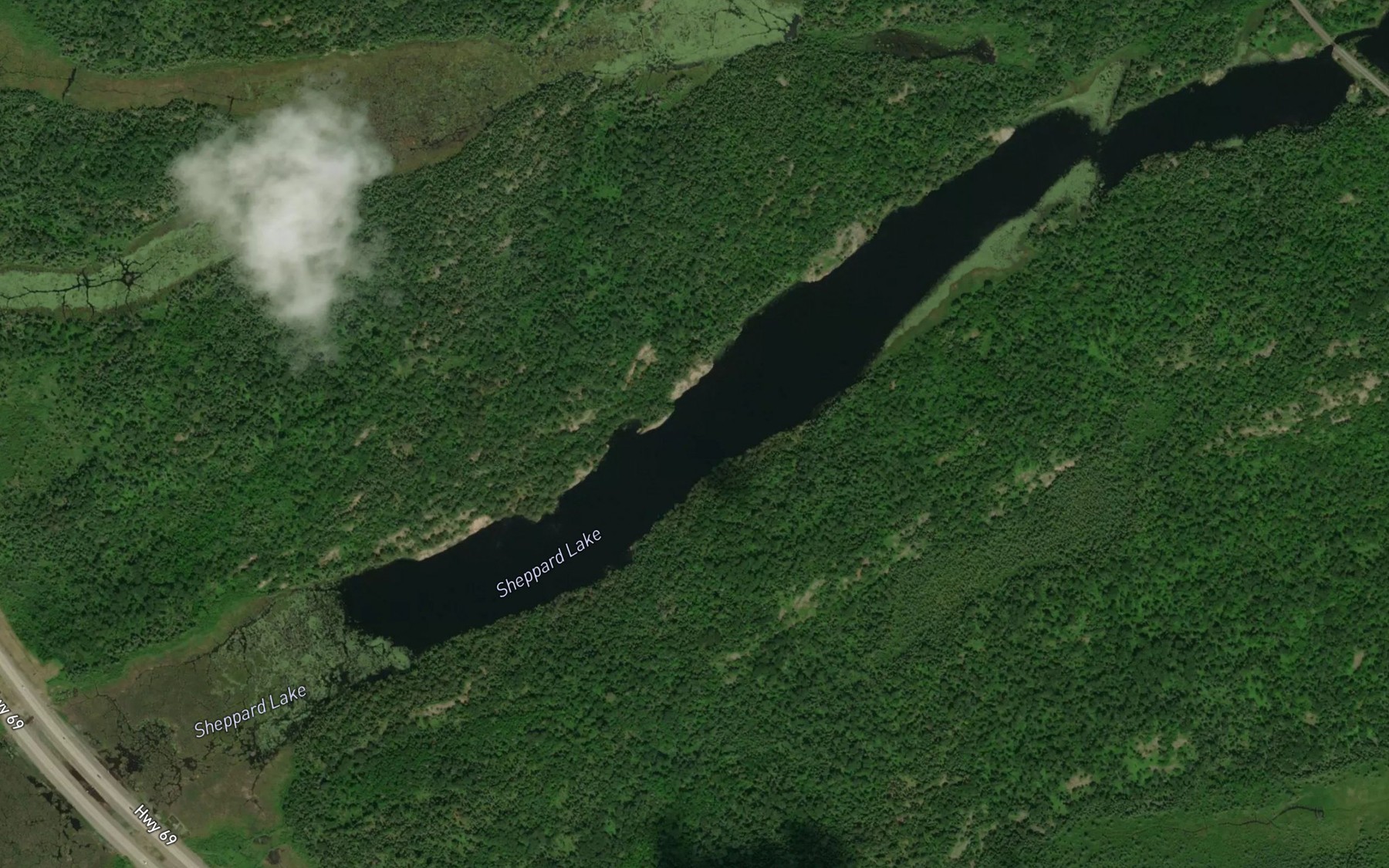 Satellite map of the Sheppard Lake