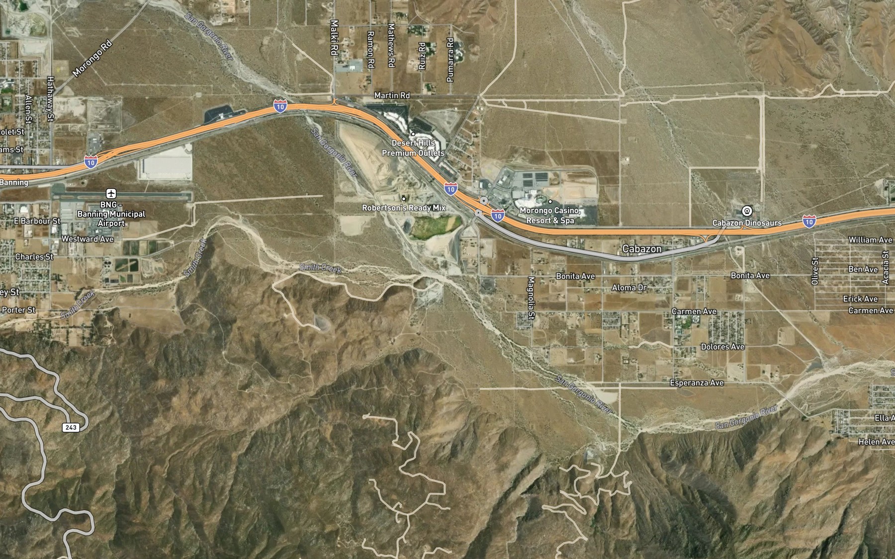 Satellite map of the Smith Creek