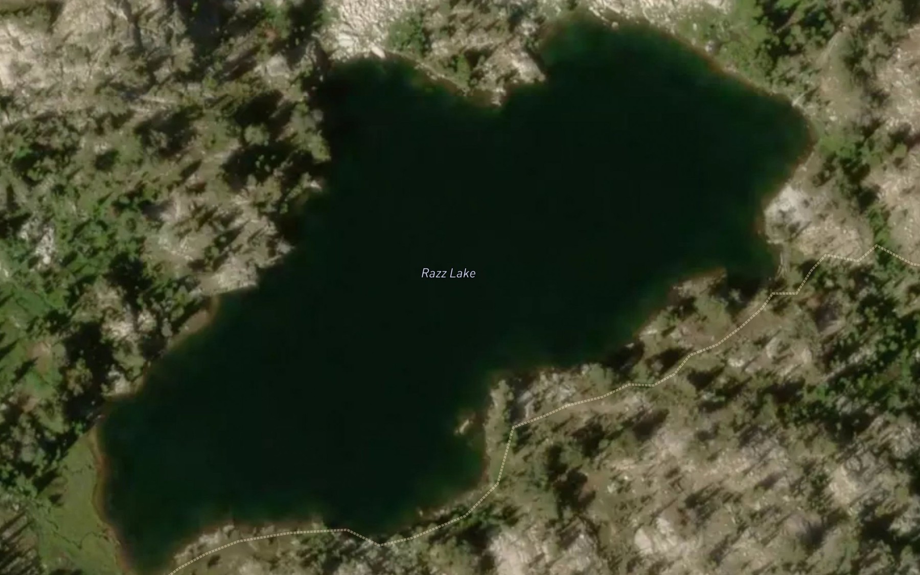 Satellite map of the Razz Lake
