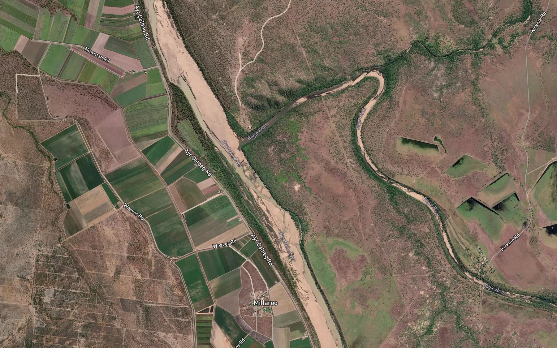 Satellite map of the Kirknie Creek