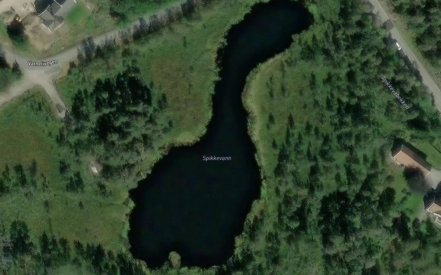 Satellite map of the Spikkevann