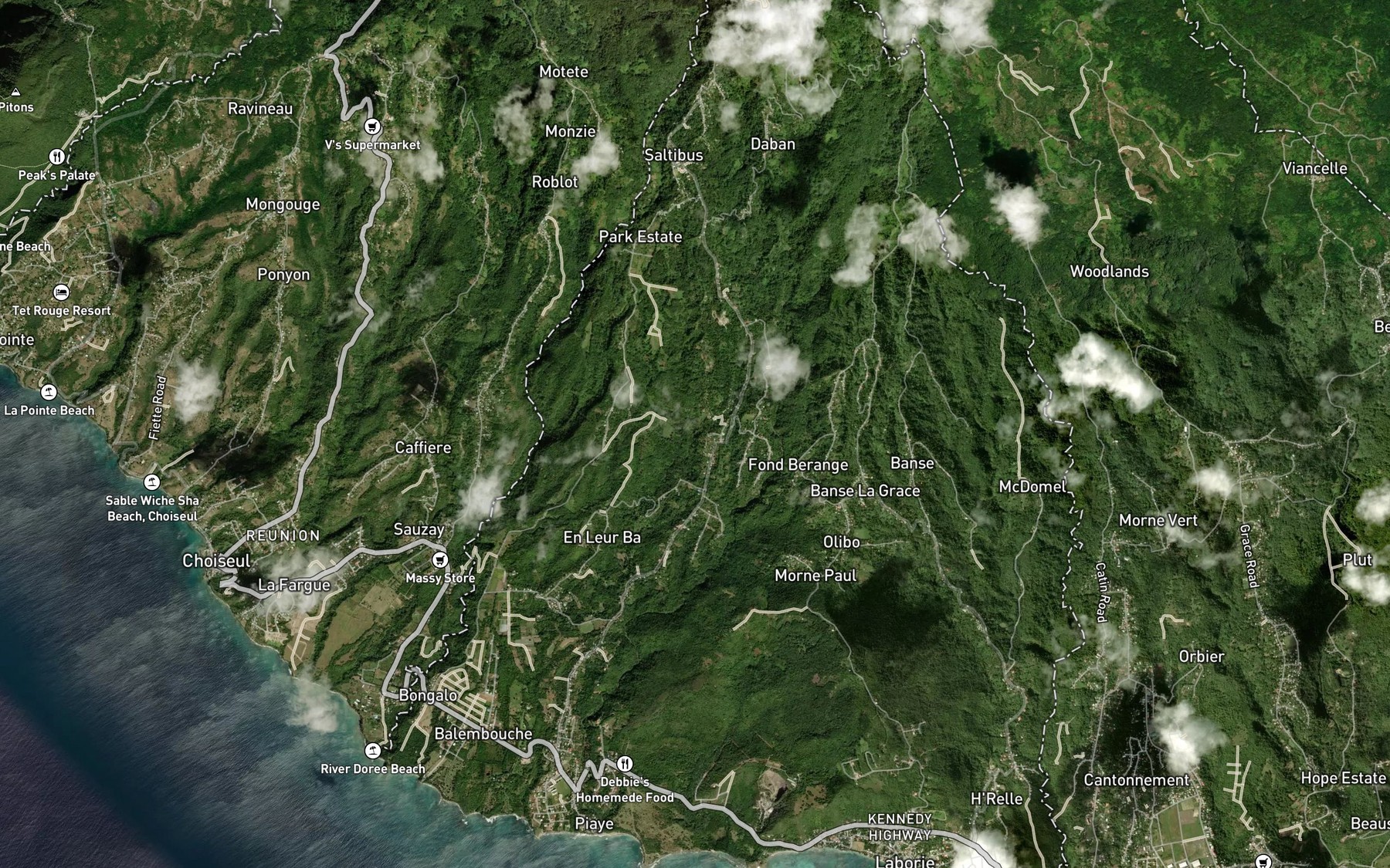 Satellite map of the Ravine Mahaut