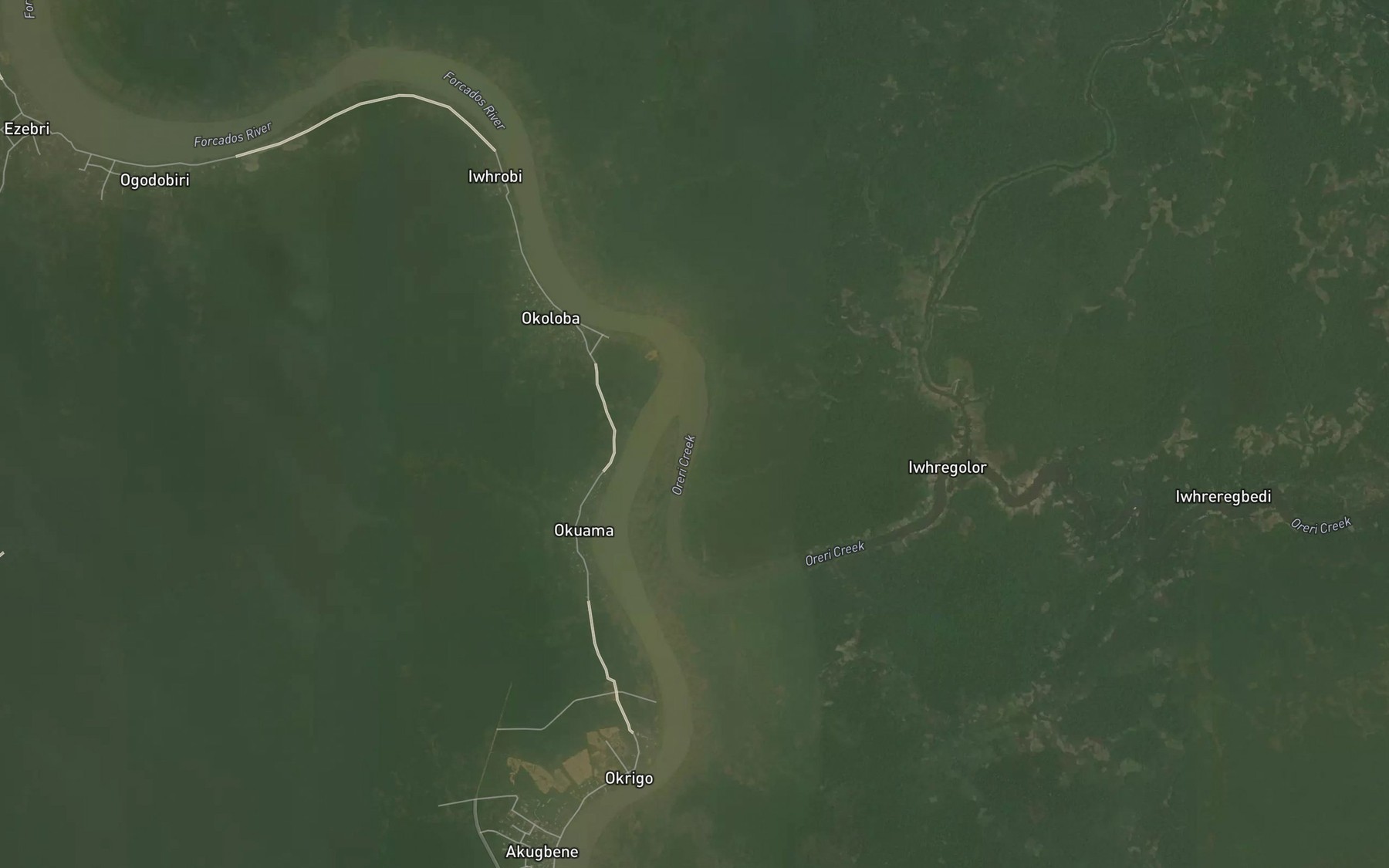 Satellite map of the Oreri Creek