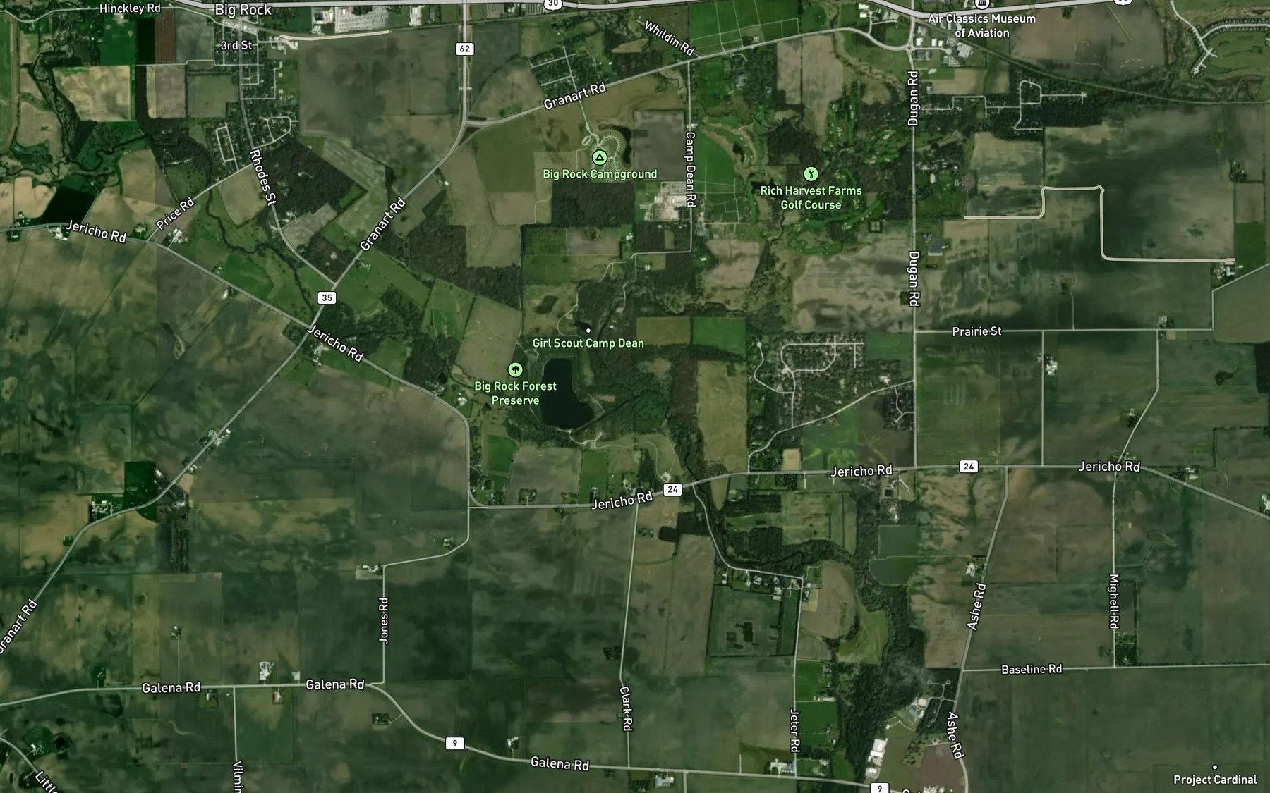 Satellite map of the Welch Creek