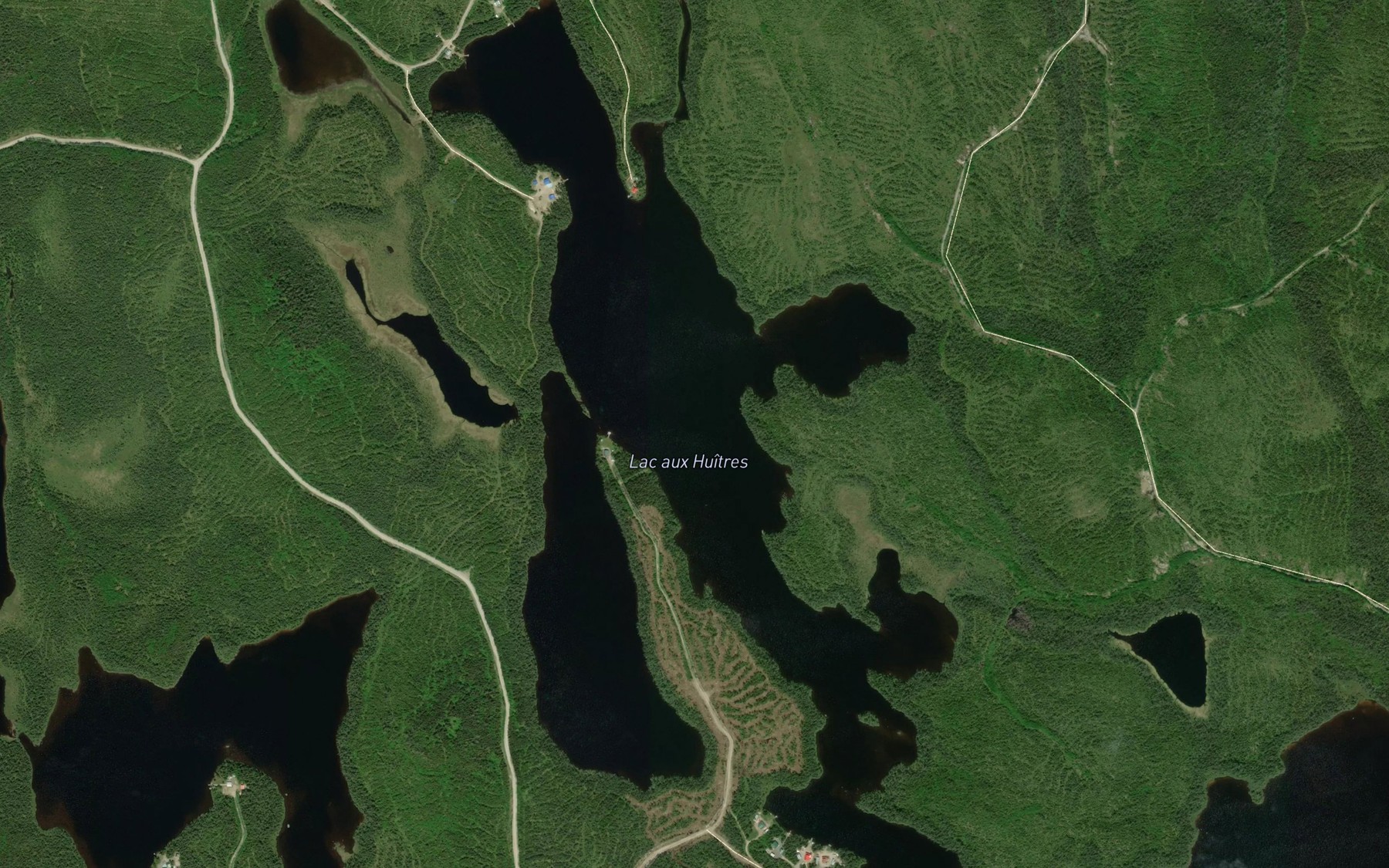 Satellite map of the Lac aux Huitres