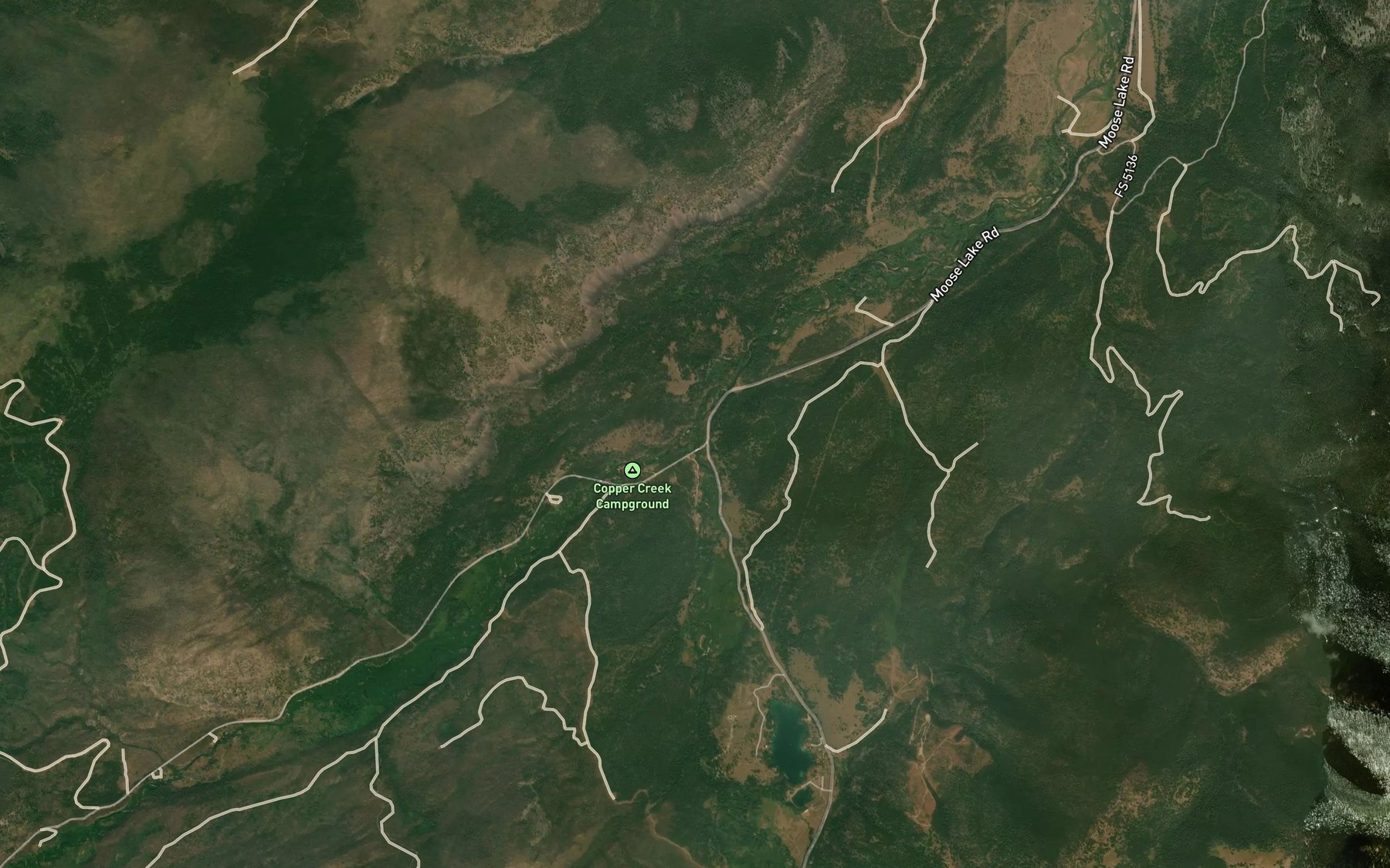 Satellite map of the Copper Creek
