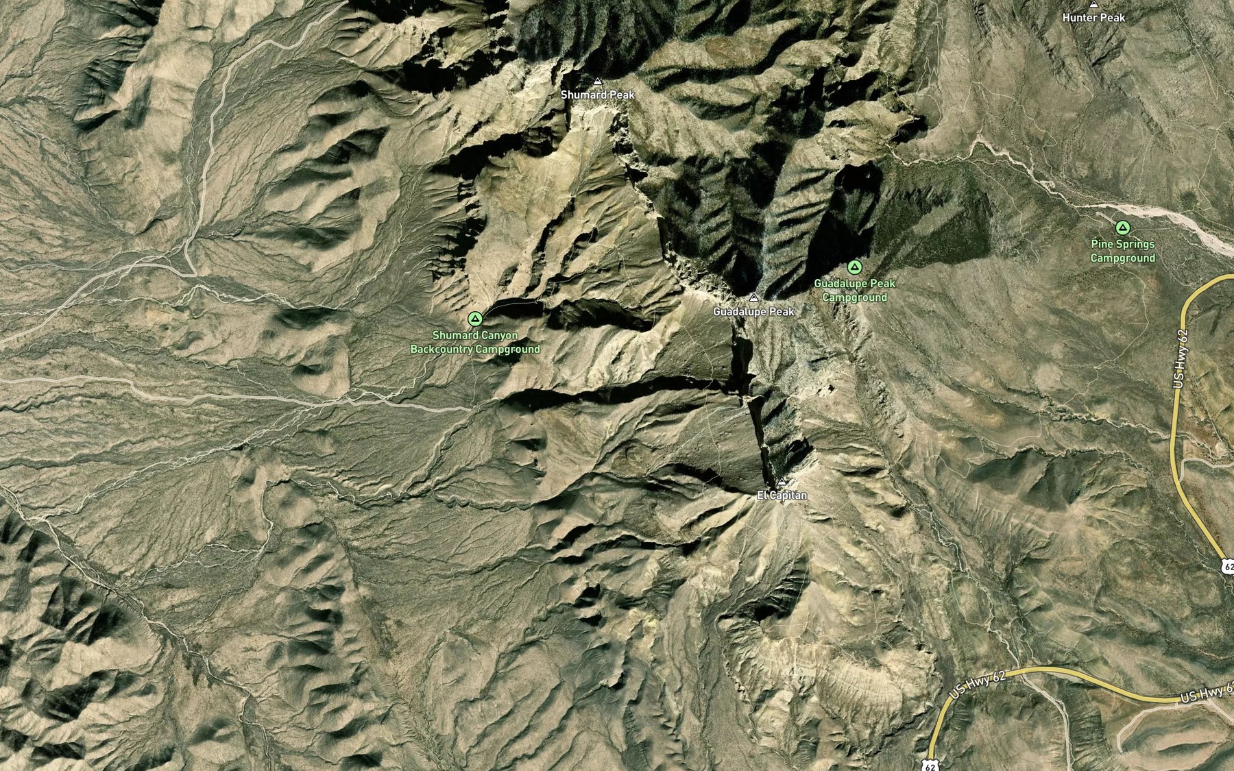Satellite map of the Bone Spring