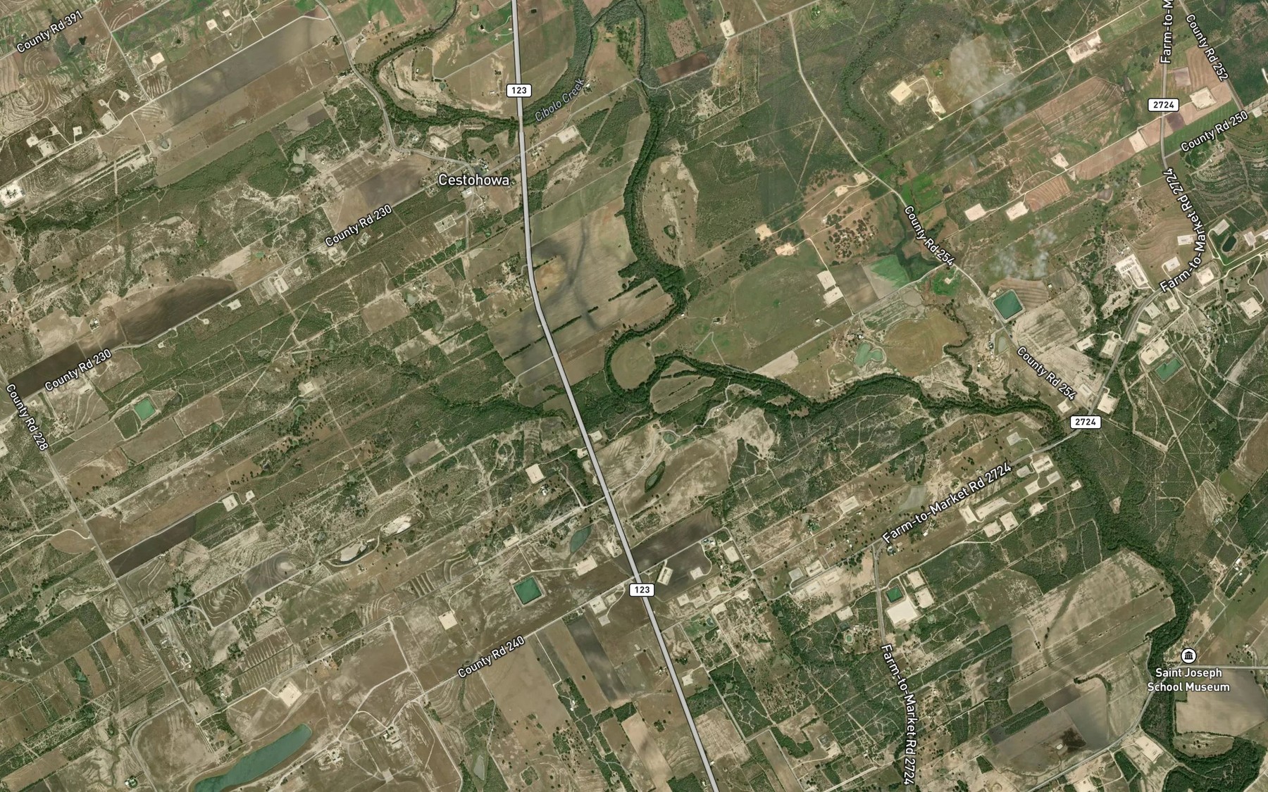 Satellite map of the Jacobs Creek