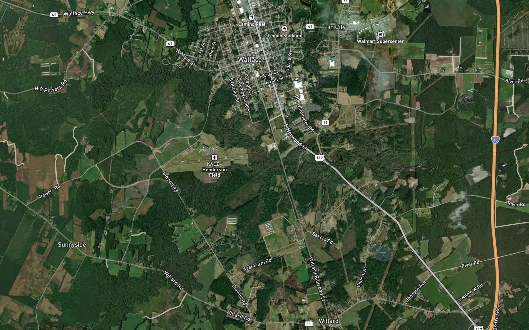 Satellite map of the Sills Creek