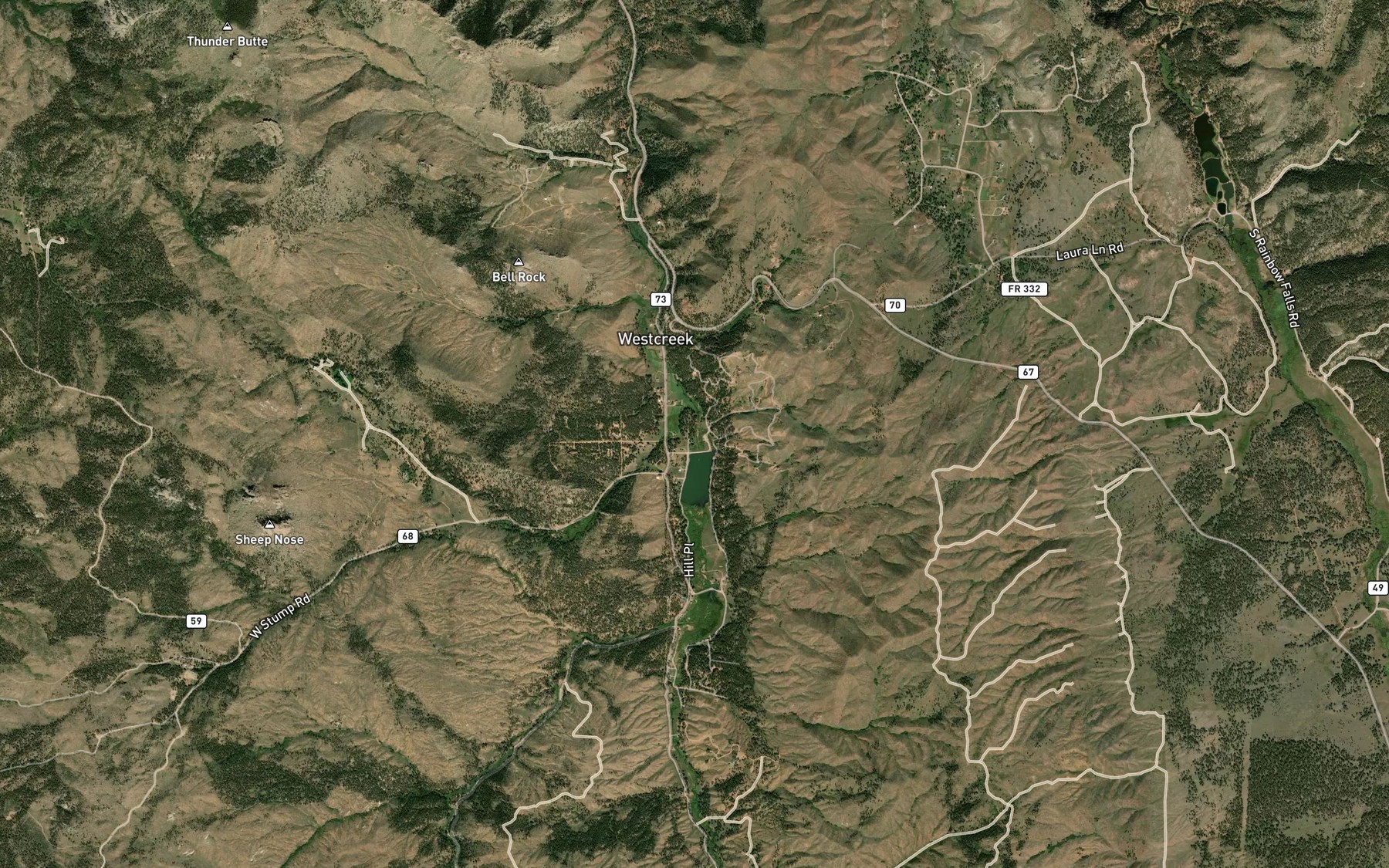 Satellite map of the J O Hill Reservoir