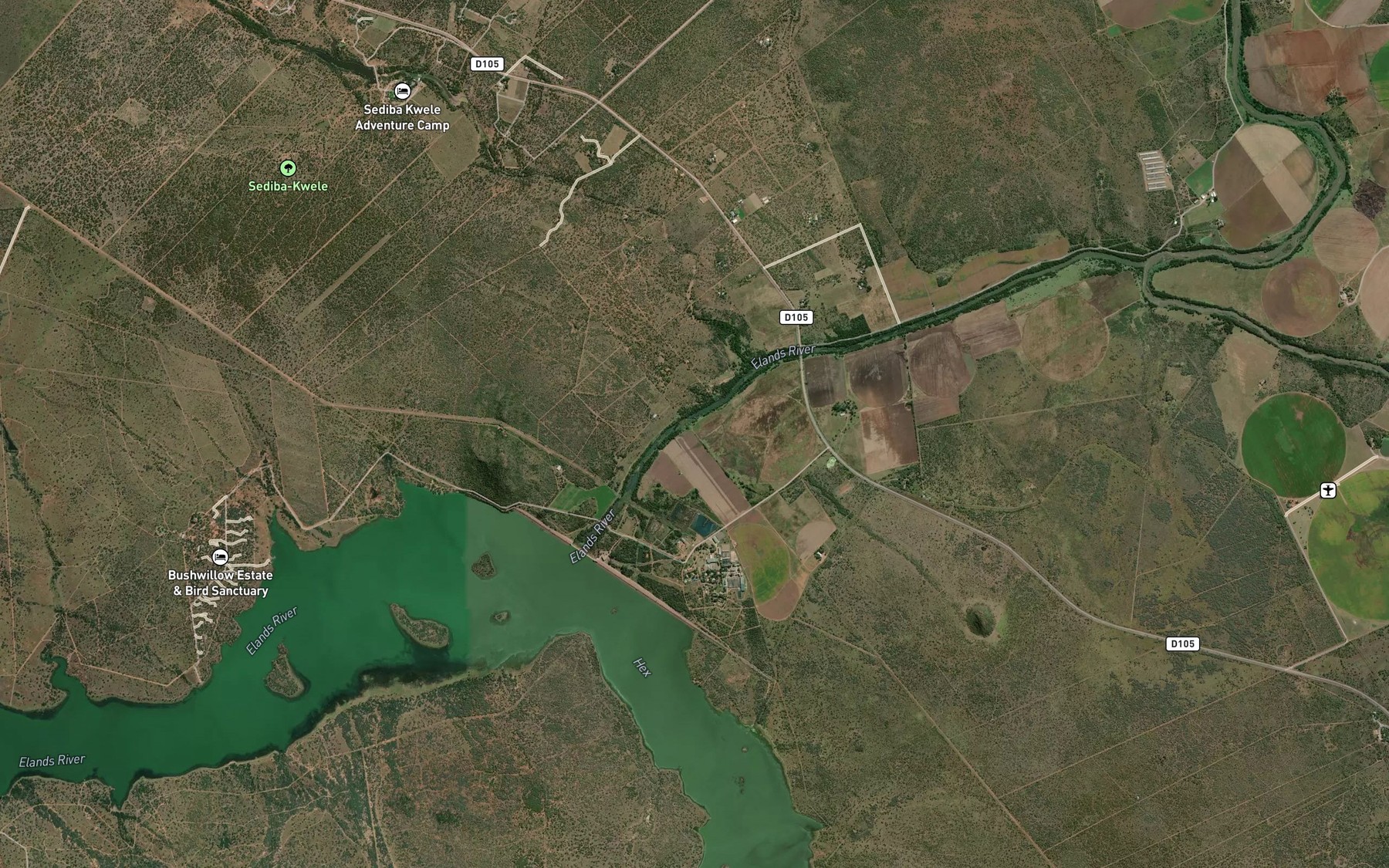 Satellite map of the Hex