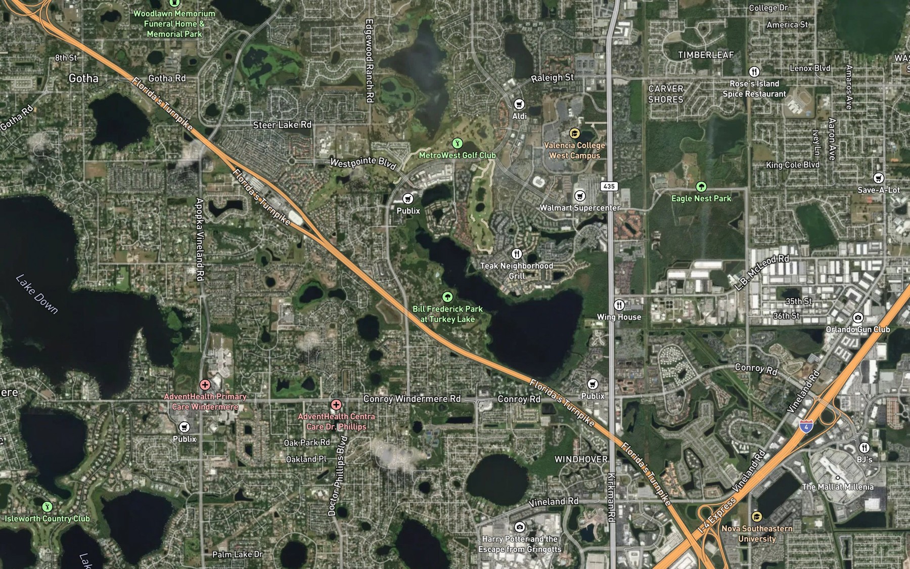 Satellite map of the Hiawassee Rd