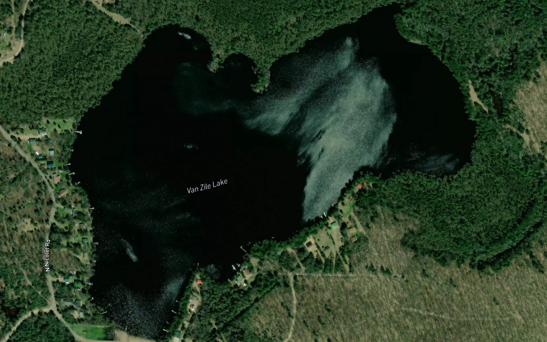Satellite map of the Van Zile Lake