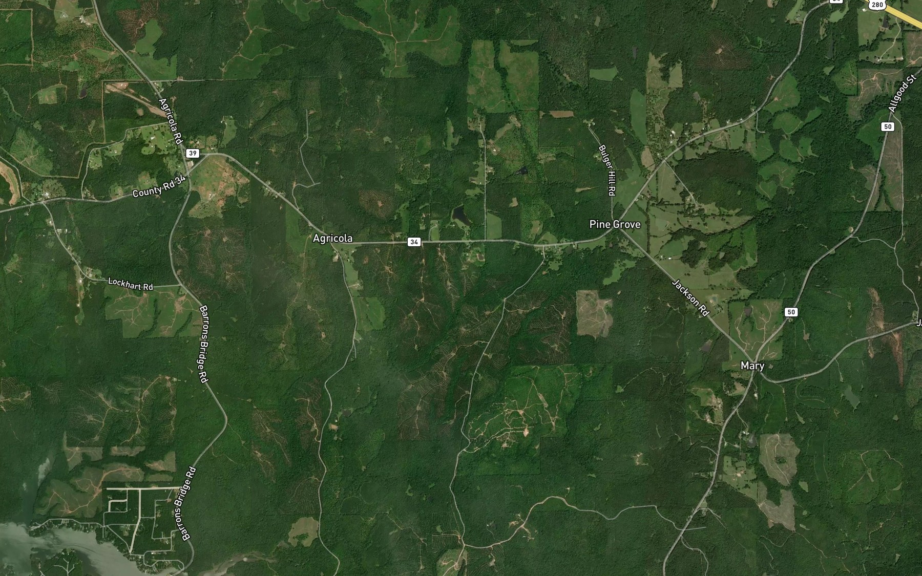 Satellite map of the Bradshaw Lake
